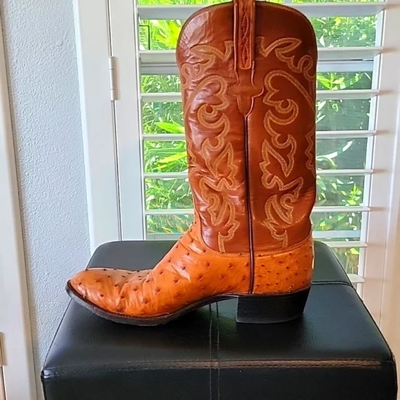 Lucchese Mens Brown Full Quill Ostrich Leather Sz 9 1/2 D - Picture 6 of 9